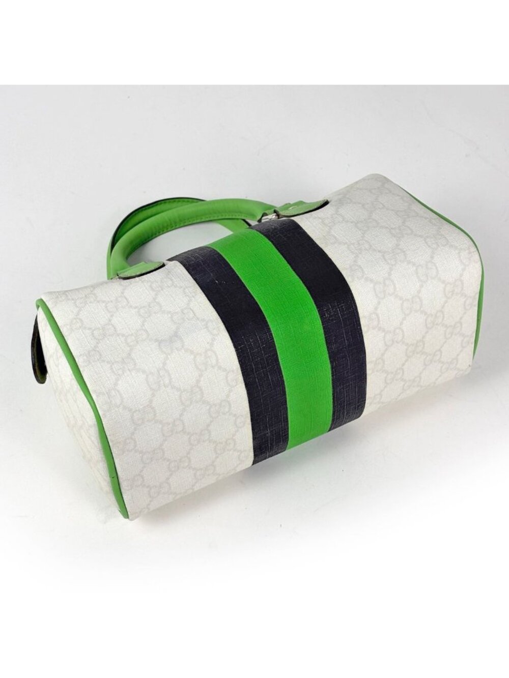 Gucci GG Pattern Handbag Joy Line Mini Boston Supreme White Green Black - Picture 2 of 9
